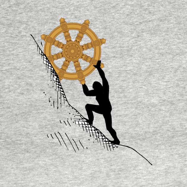 Sisyphus Rolling the Dharma Wheel by neememes